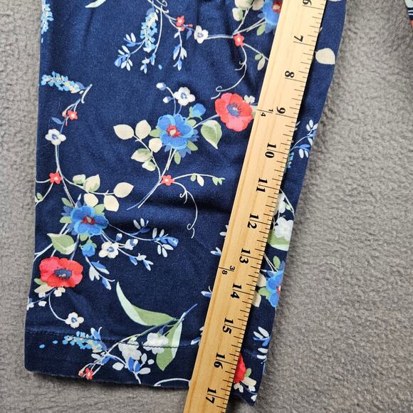 Floral Capri Pants St Johns Bay Size 8 Blue Red Garden Cottage Spring - Picture 5 of 8